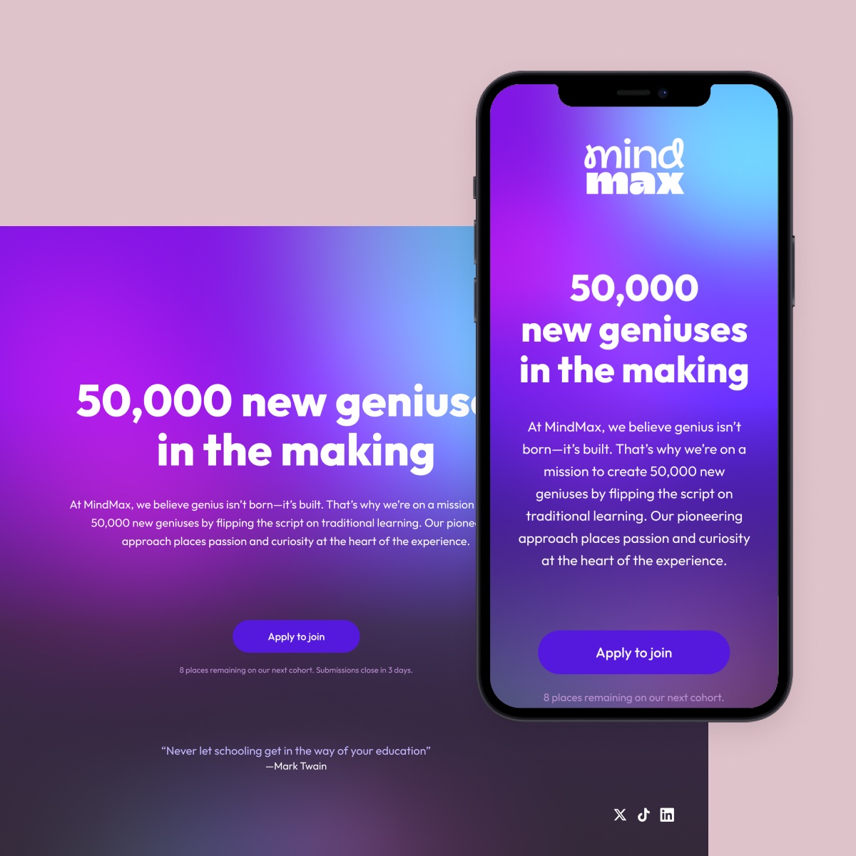 “Early landing page”