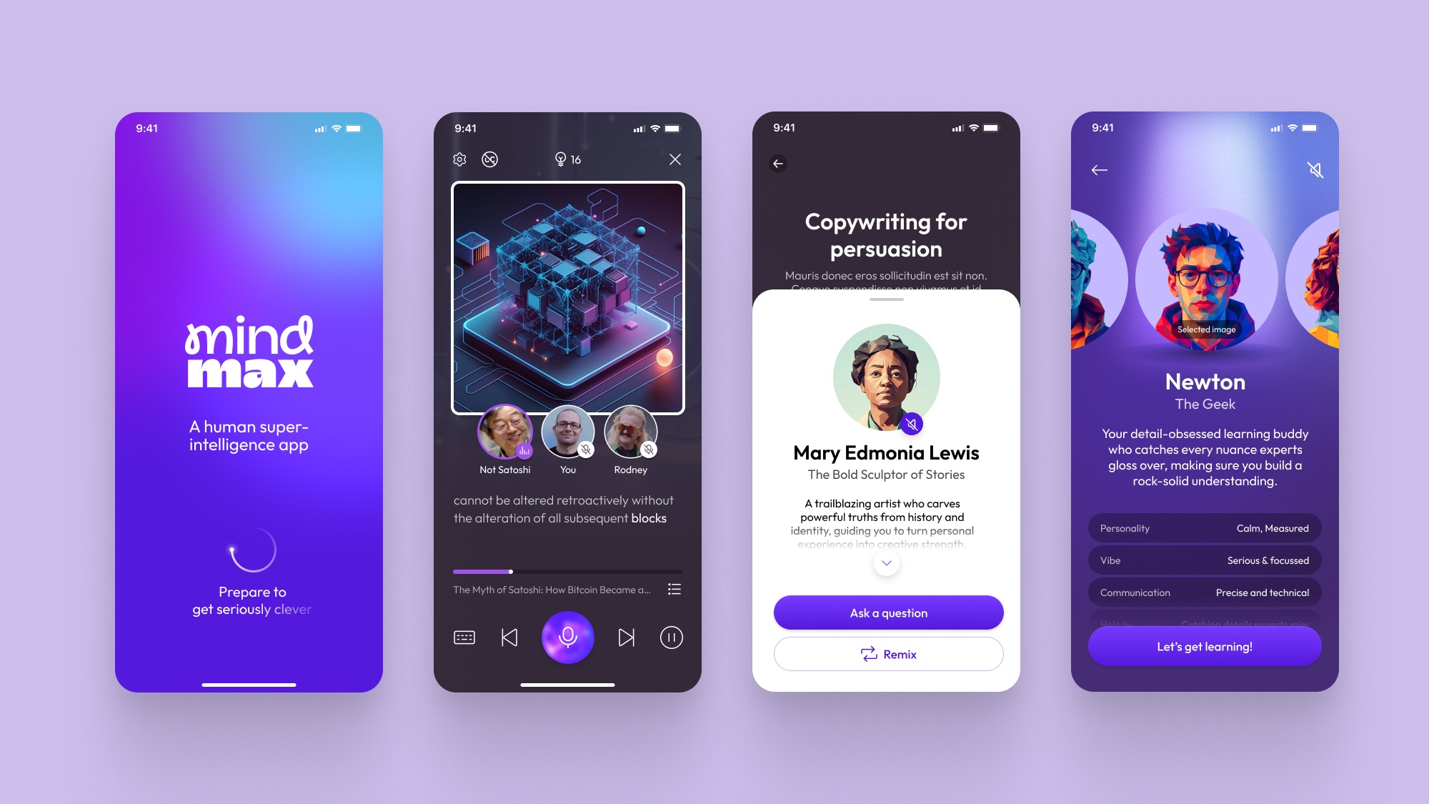 Various screens from Mindmax