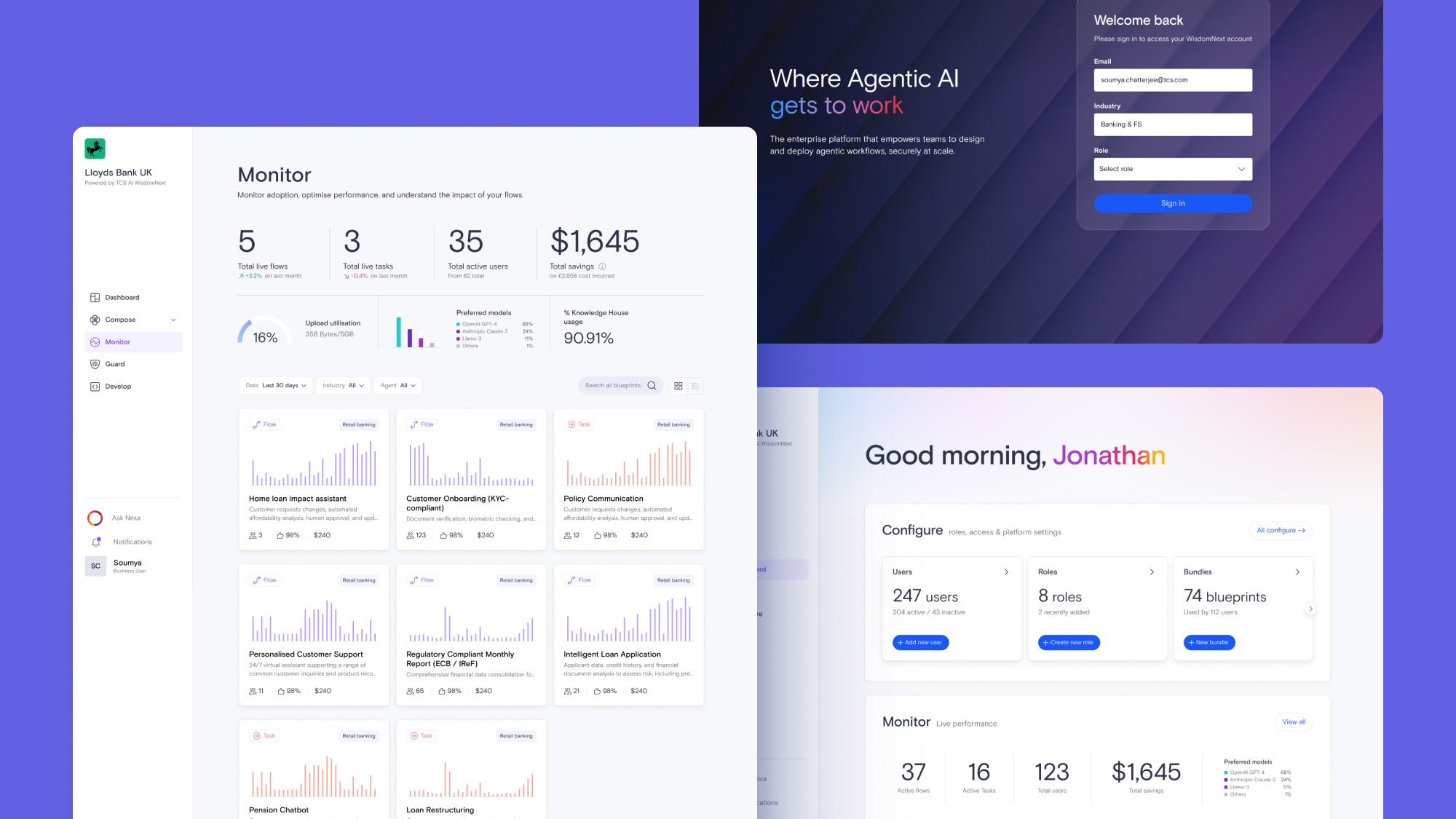 Representative screenshots of the WisdomNext interface