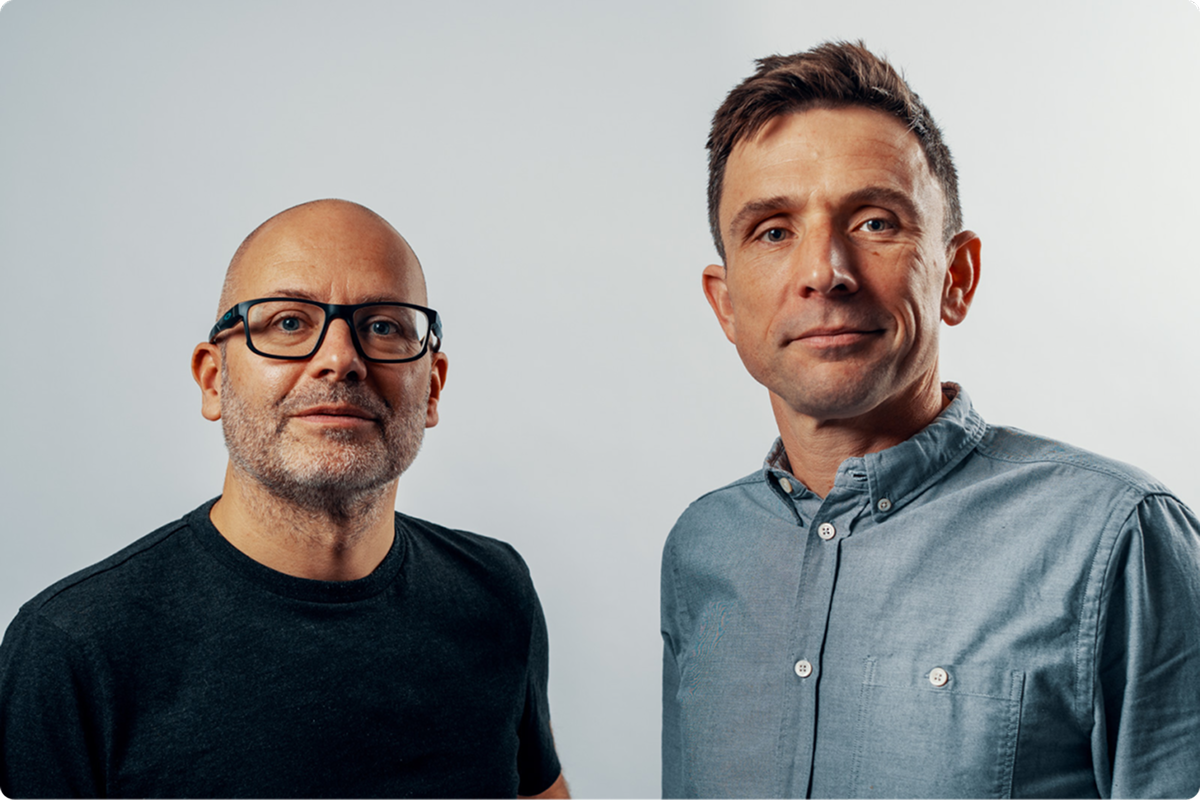 Awkward photo of Berst founders James Bates and James Box